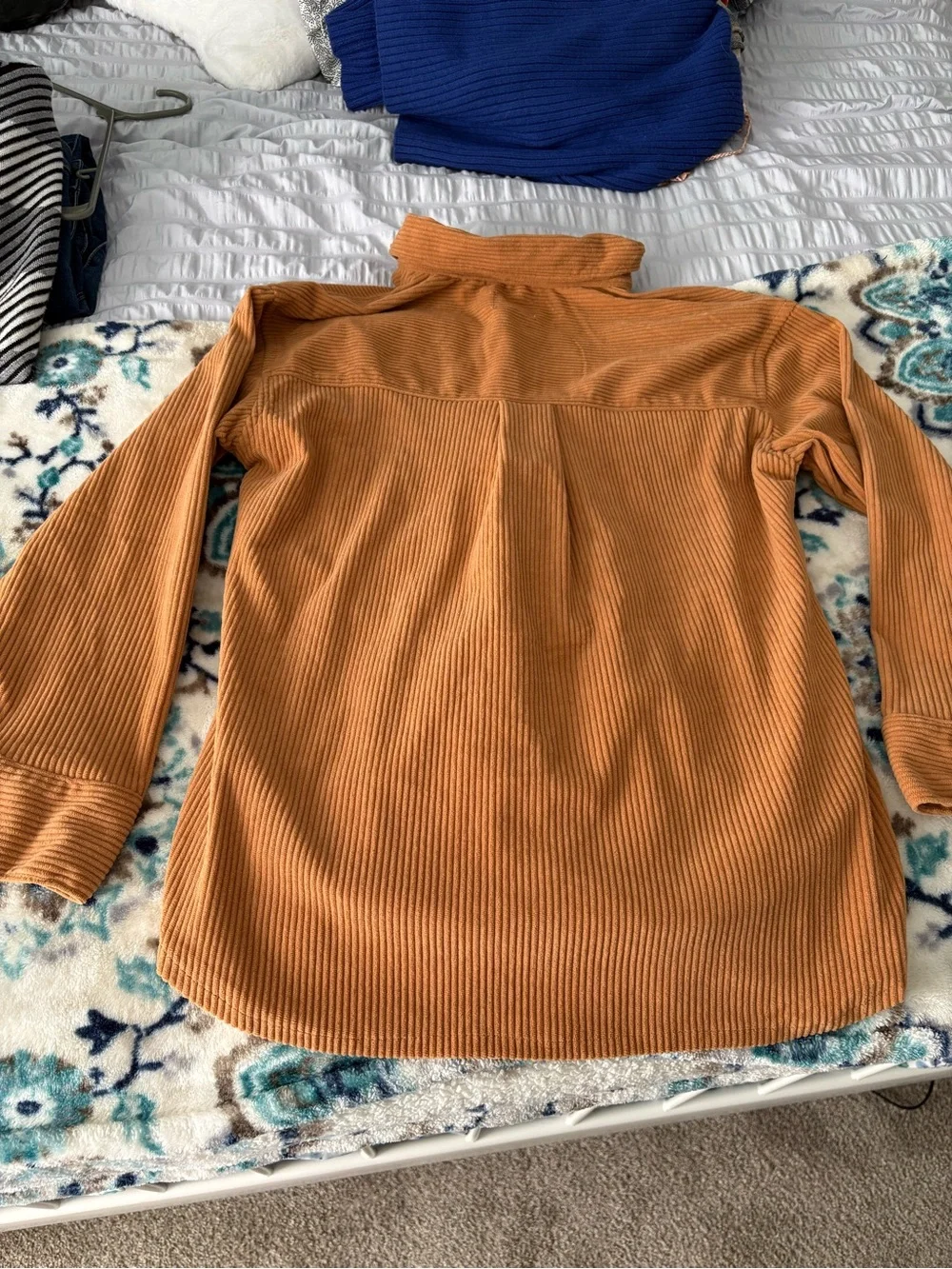 Corduroy Button-Up Shacket in Rust - Picture 3 of 3